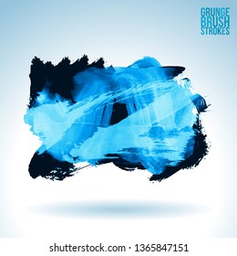 Blue brush stroke and texture. Grunge vector abstract hand - painted element. Underline and border design.