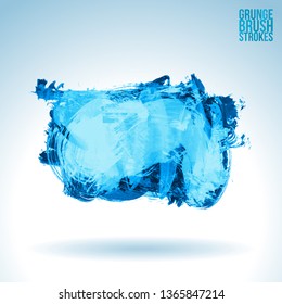 Blue brush stroke and texture. Grunge vector abstract hand - painted element. Underline and border design.