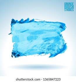Blue brush stroke and texture. Grunge vector abstract hand - painted element. Underline and border design.