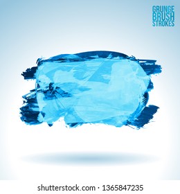 Blue brush stroke and texture. Grunge vector abstract hand - painted element. Underline and border design.