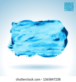 Blue brush stroke and texture. Grunge vector abstract hand - painted element. Underline and border design.