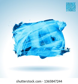 Blue brush stroke and texture. Grunge vector abstract hand - painted element. Underline and border design.