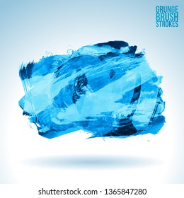 Blue brush stroke and texture. Grunge vector abstract hand - painted element. Underline and border design.