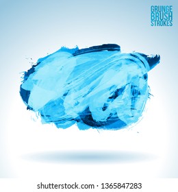 Blue brush stroke and texture. Grunge vector abstract hand - painted element. Underline and border design.