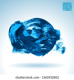 Blue brush stroke and texture. Grunge vector abstract hand - painted element. Underline and border design.