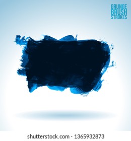 Blue brush stroke and texture. Grunge vector abstract hand - painted element. Underline and border design.