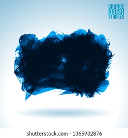 Blue brush stroke and texture. Grunge vector abstract hand - painted element. Underline and border design.