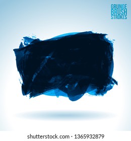 Blue brush stroke and texture. Grunge vector abstract hand - painted element. Underline and border design.
