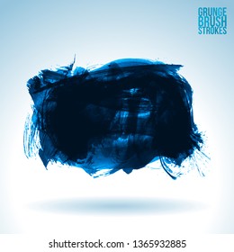 Blue brush stroke and texture. Grunge vector abstract hand - painted element. Underline and border design.