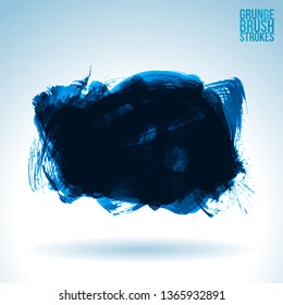 Blue brush stroke and texture. Grunge vector abstract hand - painted element. Underline and border design.