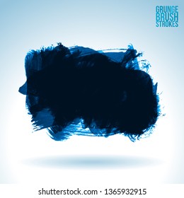 Blue brush stroke and texture. Grunge vector abstract hand - painted element. Underline and border design.