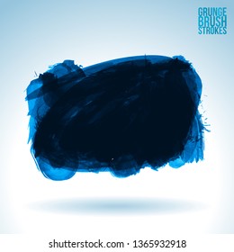 Blue brush stroke and texture. Grunge vector abstract hand - painted element. Underline and border design.