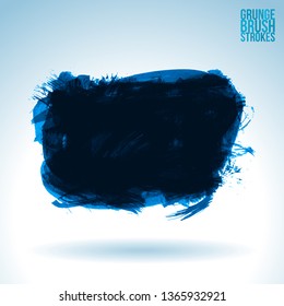 Blue brush stroke and texture. Grunge vector abstract hand - painted element. Underline and border design.
