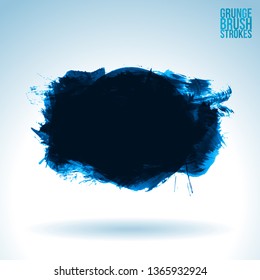 Blue brush stroke and texture. Grunge vector abstract hand - painted element. Underline and border design.