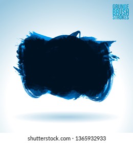 Blue brush stroke and texture. Grunge vector abstract hand - painted element. Underline and border design.