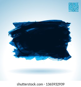 Blue brush stroke and texture. Grunge vector abstract hand - painted element. Underline and border design.
