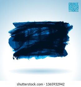 Blue brush stroke and texture. Grunge vector abstract hand - painted element. Underline and border design.