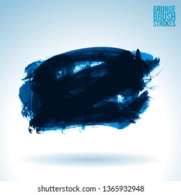 Blue brush stroke and texture. Grunge vector abstract hand - painted element. Underline and border design.