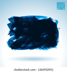 Blue brush stroke and texture. Grunge vector abstract hand - painted element. Underline and border design.