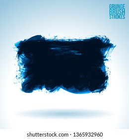 Blue brush stroke and texture. Grunge vector abstract hand - painted element. Underline and border design.