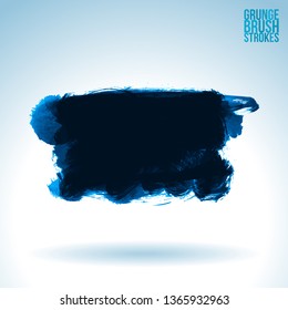 Blue brush stroke and texture. Grunge vector abstract hand - painted element. Underline and border design.