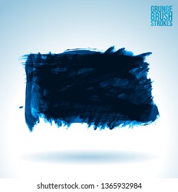 Blue brush stroke and texture. Grunge vector abstract hand - painted element. Underline and border design.