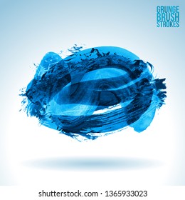 Blue brush stroke and texture. Grunge vector abstract hand - painted element. Underline and border design.