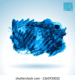 Blue brush stroke and texture. Grunge vector abstract hand - painted element. Underline and border design.