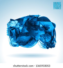 Blue brush stroke and texture. Grunge vector abstract hand - painted element. Underline and border design.