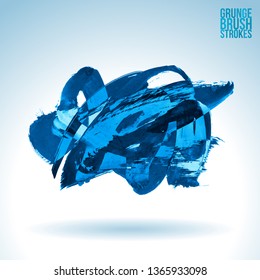 Blue brush stroke and texture. Grunge vector abstract hand - painted element. Underline and border design.