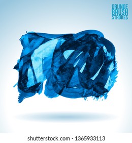 Blue brush stroke and texture. Grunge vector abstract hand - painted element. Underline and border design.