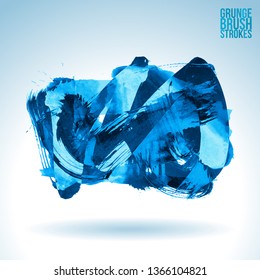 Blue brush stroke and texture. Grunge vector abstract hand - painted element. Underline and border design.