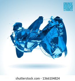 Blue brush stroke and texture. Grunge vector abstract hand - painted element. Underline and border design.