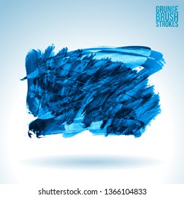 Blue brush stroke and texture. Grunge vector abstract hand - painted element. Underline and border design.