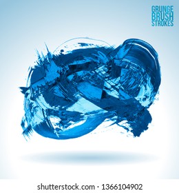 Blue brush stroke and texture. Grunge vector abstract hand - painted element. Underline and border design.