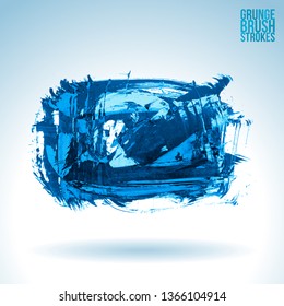 Blue brush stroke and texture. Grunge vector abstract hand - painted element. Underline and border design.