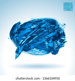 Blue brush stroke and texture. Grunge vector abstract hand - painted element. Underline and border design.