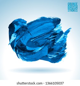 Blue brush stroke and texture. Grunge vector abstract hand - painted element. Underline and border design.