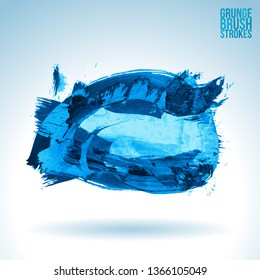 Blue brush stroke and texture. Grunge vector abstract hand - painted element. Underline and border design.