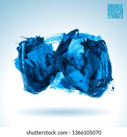 Blue brush stroke and texture. Grunge vector abstract hand - painted element. Underline and border design.