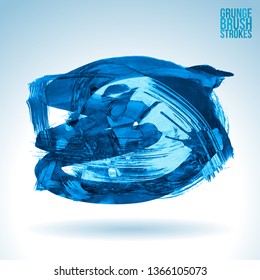 Blue brush stroke and texture. Grunge vector abstract hand - painted element. Underline and border design.
