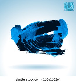 Blue brush stroke and texture. Grunge vector abstract hand - painted element. Underline and border design.