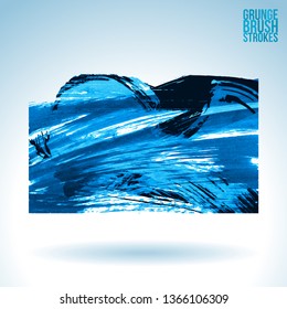 Blue brush stroke and texture. Grunge vector abstract hand - painted element. Underline and border design.