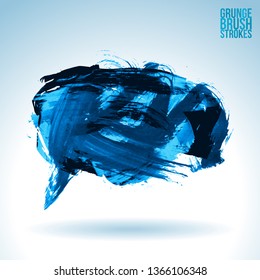 Blue brush stroke and texture. Grunge vector abstract hand - painted element. Underline and border design.