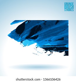 Blue brush stroke and texture. Grunge vector abstract hand - painted element. Underline and border design.