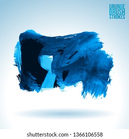Blue brush stroke and texture. Grunge vector abstract hand - painted element. Underline and border design.