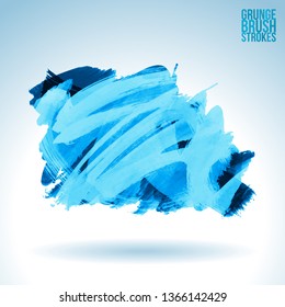 Blue brush stroke and texture. Grunge vector abstract hand - painted element. Underline and border design.