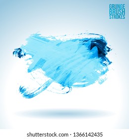 Blue brush stroke and texture. Grunge vector abstract hand - painted element. Underline and border design.