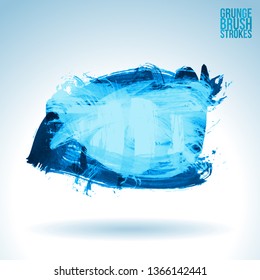 Blue brush stroke and texture. Grunge vector abstract hand - painted element. Underline and border design.