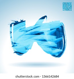 Blue brush stroke and texture. Grunge vector abstract hand - painted element. Underline and border design.